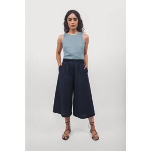 NWT Par En Par the Tie-Waist Culotte Black 100% Handwoven Cotton Sz XS